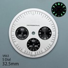 32 5mm S Logo Dial Fits Vk63 Quartz Movement Green Luminous Marks Daytona Style