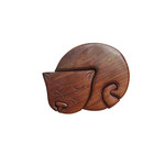 Hand Carved Wood Cat Puzzle Trinket Stash Box Keepsake Decor