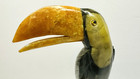 Vintage Carved Marble Alabaster Toucan Bird Figurine With Glass Eyes 7 