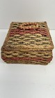 Vintage 1960s Pink Woven Wicker Sewing Basket Box Silk Satin Lining