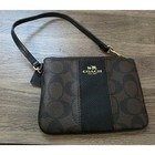 New Coach Corner Zip Wristlet In Signature Canvas