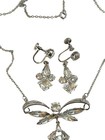 Vintage Sorrento Sterling Silver Crystal Necklace Earrings Set Dangling