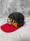 Vtg Dale Earnhardt Black Red Flames Fire Nascar Racing  3 Hat Cap Snapback Usa