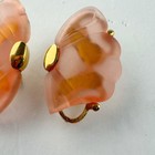 Vintage Givenchy Signed Frosted Lucite Pink Peach Earrings As Is Flawed