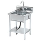 Stainless Steel Utility Bowl Laundry Sink With Water Plumbing Freestanding Sink