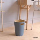Umbra Woodrow Trash Can  Wooden Wastebasket  2 Gallon  Slate Blue