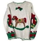 Vintage 1994 Holiday Christmas Teddy Bear Cardigan Sweater Womens M Cream
