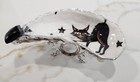 Decoupaged Handmade Oyster Shell Halloween Cat Trinket Ring Jewelry Holder 