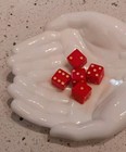 Vtg 2 Pair Dice Backgammon Marbled Cherry Red Bakelite 1 2  Rounded Corner 5 Pcs