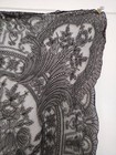 Antique Victorian Black Chantilly Linen Lace Floral Tablecloth Needlework Woven