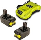 2 P191 8 0ah Battery Replacement For Ryobi 18v Lithium Ion Batteries And Charger