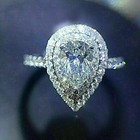 3 00 Carat Pear Cut Moissanite Double Halo Engagement Ring 14k White Gold Plated