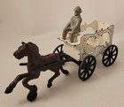 Vintage Cast Iron Horse Drawn Circus Wagon Toy With Driver