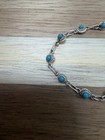 Vintage 925 Sterling Navajo Blue Turquoise Twisted Bezel Link Bracelet 7    L1053
