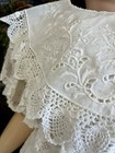 Vintage Embroidered White-work Crochet Lace Bertha Collar For Large Antique Doll