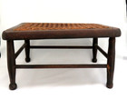 Antique Hand Made Primitive Wood And Cane Footstool
