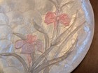 Vintage Mcm Hawaiian Windowpane Oyster Shell Round Serving Tray Pink Iris Plate