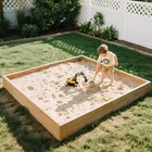 Wooden Sandbox   Excavator Set  71 x71 x8  Large Sandbox W cover For Kids
