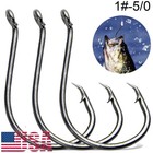 100pcs Circle Fishing Hooks 1 0 4 0 5 0  Ultra Sharp Carbon Steel Octopus Offset