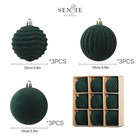  9 Pcs Velvet Ornaments Balls Sets For Christmas Tree Flocked 3 94inch Green