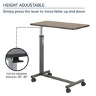 Adjustable Overbed Table Non Tilt Rolling Medical Food Tray Hospital Bed Desk