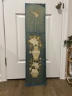 Antique 19 C Chinese Silk Handmade Tapestry Teal Blue Pottery  Peonies And Birds