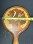 Marquetry Wood Woman Profile Inlay Vanity 9    Mirror Hand Held Beveled Glass