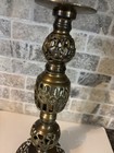 Brass Candle Holder 13 Tall Ornate Filigree Design Pillar Vintage