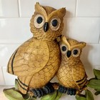 Vintage 1970 s Set Of 2 Homco Owls On Branches Hanging Wall Decor 7403