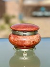 Vintage Italian Red Alabaster Jewelry Trinket Box Gold Tone Claw Feet 1960
