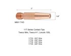 Mig 11t35  035  Contact Tips Tapered For Tweco Mini Mig   1   Lincoln 100l Pk 25