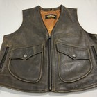 Harley-davidson Billings Brown Leather Vest Men s Large An American Legend Biker