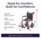 Medline Transport Wheelchair  Lightweight  Foldable  12    Wheels  Color Red New