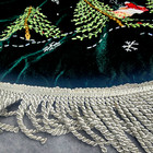 Christmas Tree Skirt Green Velvet Ribbon Embroidered Beaded 46  Round Fringe