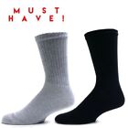 3-12 Pairs Crew Mens Solid Sports Socks Cotton 9-11 10-13 White Gray Black Usa 