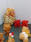 Huge Lot Of Over 25 Vintage Collectible 1  Flocked Teddy Bears With Extras