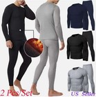 Mens Thermal Underwear Fleece Thick Lined Top Bottom Set Long Johns Warm Winter