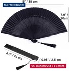 Silk Folding Fan  Bamboo Wood Hand Fan Japanese Vintage Retro Style Handmade Han