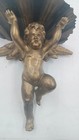 Antique Gilded Wooden Angel Shelf From The Late 19th Century  Italian Manufactur