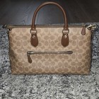 Coach Georgia Satchel In Signature Canvas Cw422 Gold tan brown - Nwt Authentic
