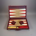 Vintage Crisloid Rare Red Case Backgammon Set Butterscotch red Bakelite Tiles