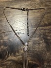 Vintage Unique Art Deco Box Chain Choker W  Rose Quartz   Long Dangling Strands