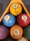 Rare Antique Clay Pool Ball Set With Inlay-style Numbers