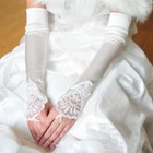 Women Long Wedding Lace Satin Bride Gloves Fingerless Party Bridal Dress