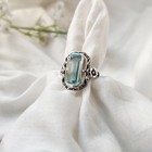 Sterling Silver 925 Blue Topaz Ring Size 7 Vintage Victorian Antique Art Dec