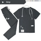 2025 Comfortable Spandex Hospital Uniform Scrub Set Women Men V-neck Straight