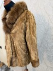 Vintage Real Mink Fur Coat With Full Fox Collar   Cuffs     Honey Brown     Chest 50