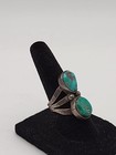 Vintage Sterling Silver Southwestern Turquoise 2 Stone Ring