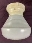 Vintage  antique Porcelain   Frosted Glass Flush Mount Ceiling Light Fixture