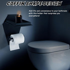 Coffin Toilet Paper Holder With Shelf - Goth Wooden Black Paper Roll Holder